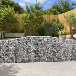 Arched Gabion Baskets 9 pcs Galvanised Iron Garden Retaining Wall Barrier