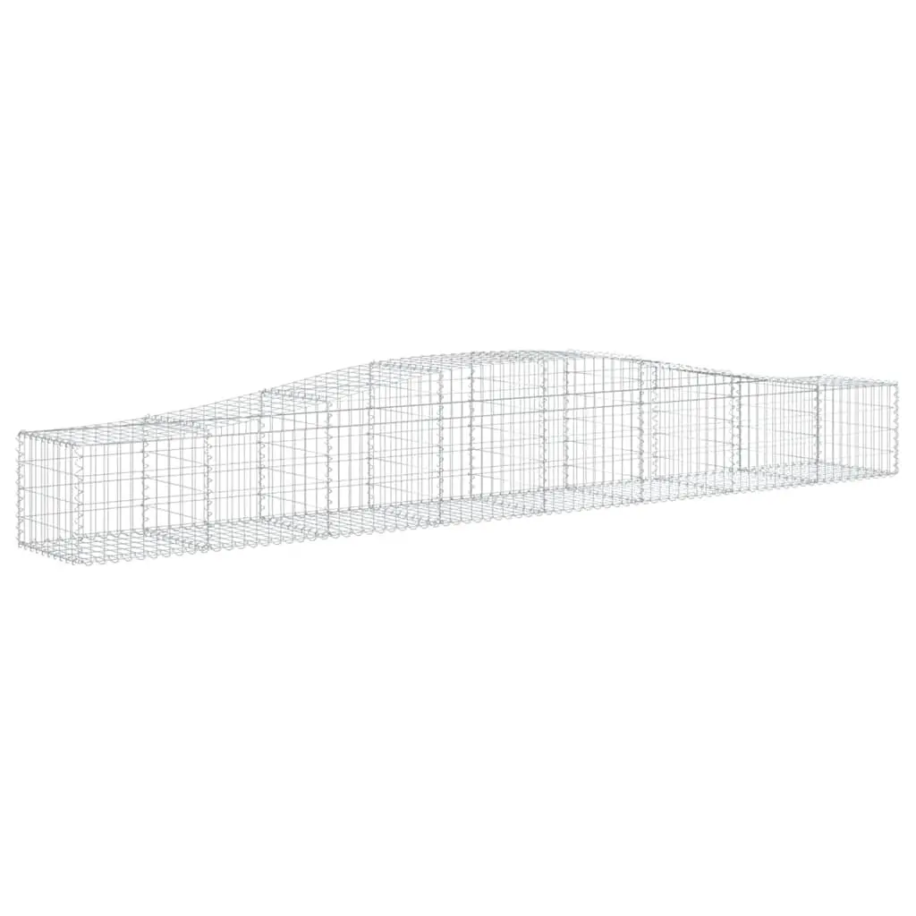 Gabion Baskets Arched Decorative Silver 3 Piece Garden Barrier Retaining Wall Galvanised Iron 400x50x40/60cm