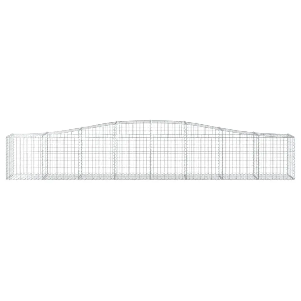 Gabion Baskets Arched Galvanised Iron 400 x 50 x 60/80 cm Silver 2 Piece Garden Barrier Retaining Wall Decorative Outdoor Cage