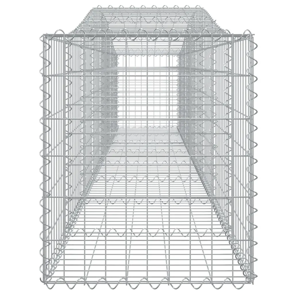 Gabion Baskets Arched Galvanised Iron 400 x 50 x 60/80 cm Silver 2 Piece Garden Barrier Retaining Wall Decorative Outdoor Cage