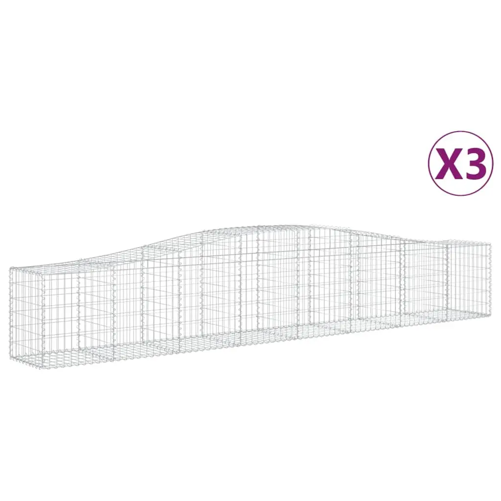 Arched Gabion Baskets Set 3 pcs Garden Barrier Decorative Retaining Wall
