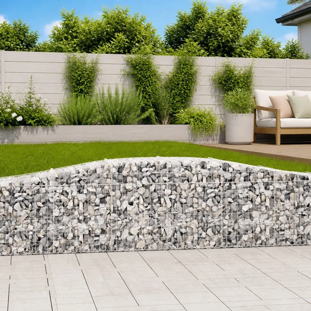 Decorative Arched Gabion Baskets Galvanised Iron 5 Piece Garden Barrier Outdoor Sound Insulating Retaining Wall