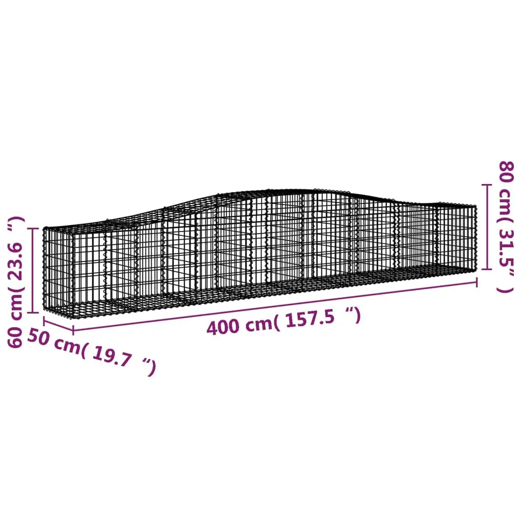 Decorative Arched Gabion Baskets Galvanised Iron 5 Piece Garden Barrier Outdoor Sound Insulating Retaining Wall