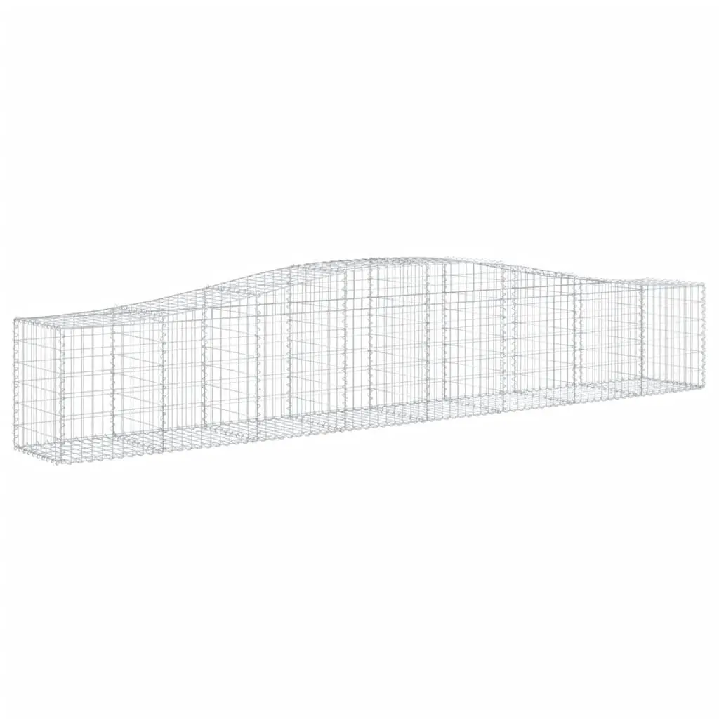 Gabion Baskets Arched Galvanised Iron 400x50x60/80 cm Silver Garden Barrier Retaining Wall 6 Piece