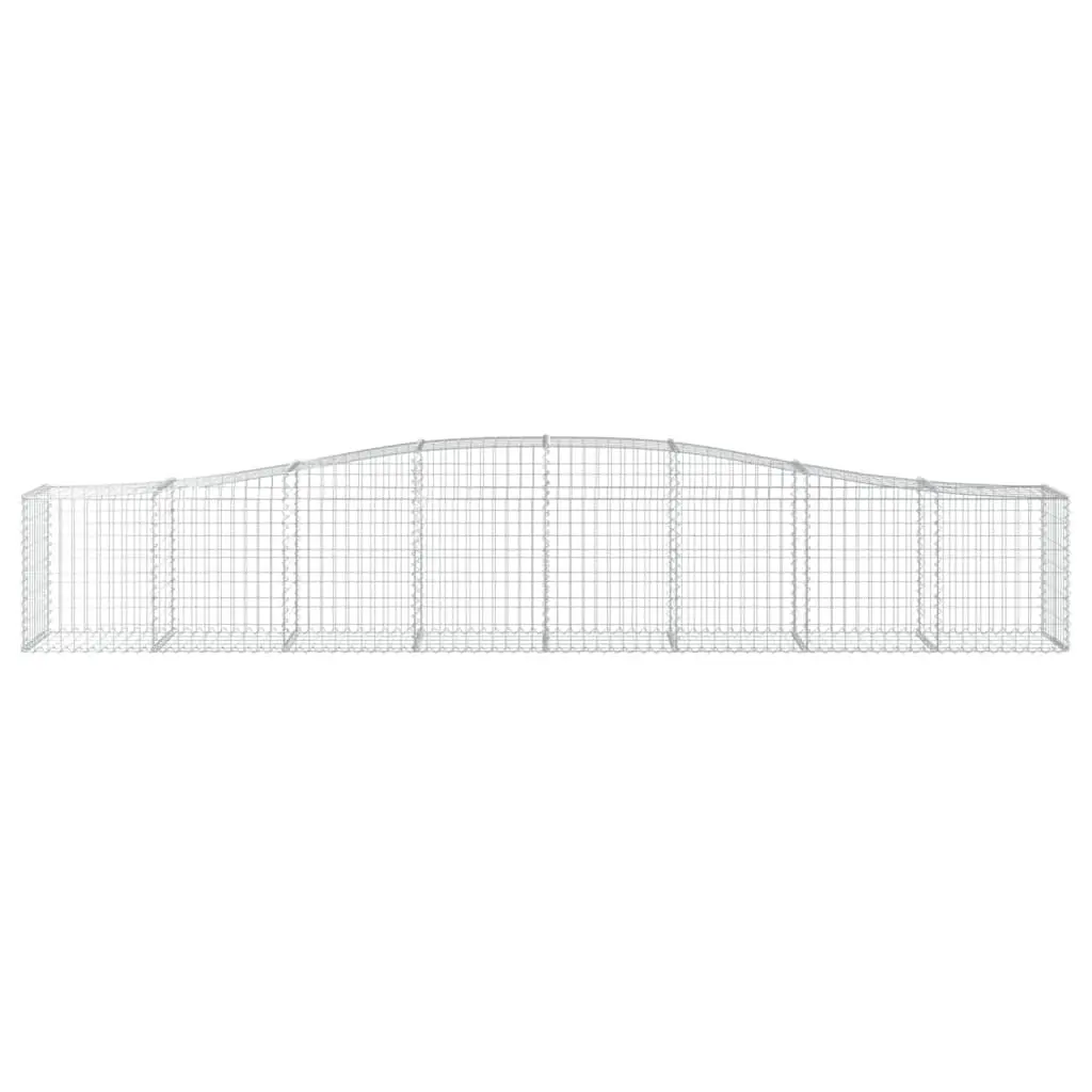 Gabion Baskets Arched Galvanised Iron 400x50x60/80 cm Silver Garden Barrier Retaining Wall 6 Piece
