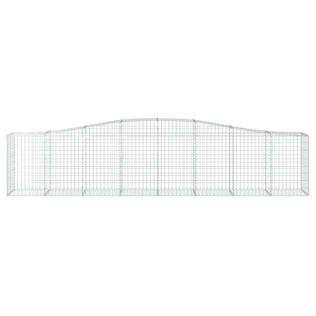 Gabion Baskets Arched Silver 3 Piece Decorative Garden Barrier Retaining Wall Galvanised Iron 400x50x80/100cm Outdoor