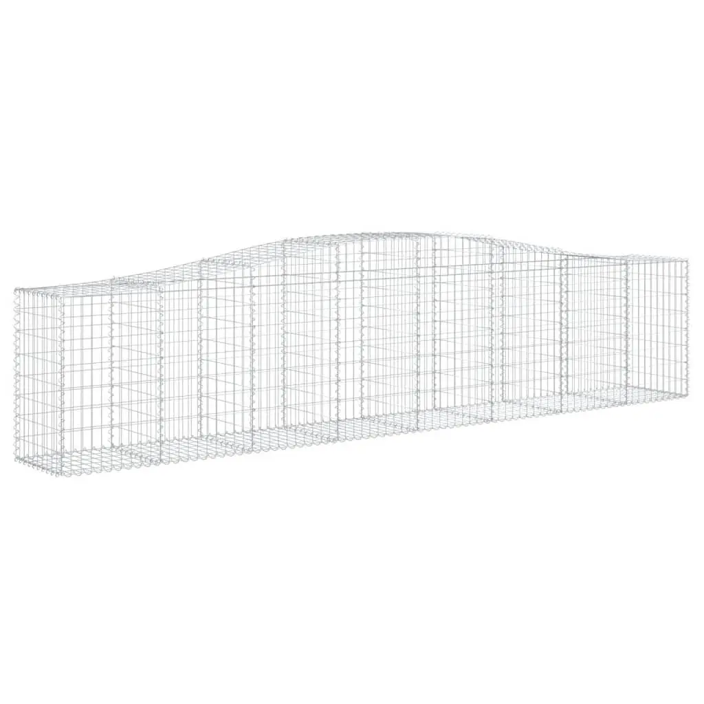 Arched Gabion Baskets Galvanised Iron 400 x 50 x 80/100 cm Silver 4 Piece Outdoor Garden Decorative Barrier