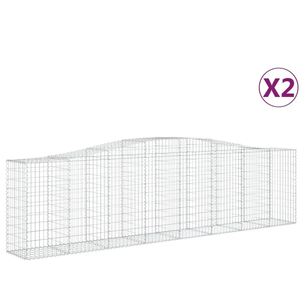 Arched Gabion Baskets Galvanised Iron 400x50x100120 cm Silver Garden Barrier Retaining Wall 2 pcs