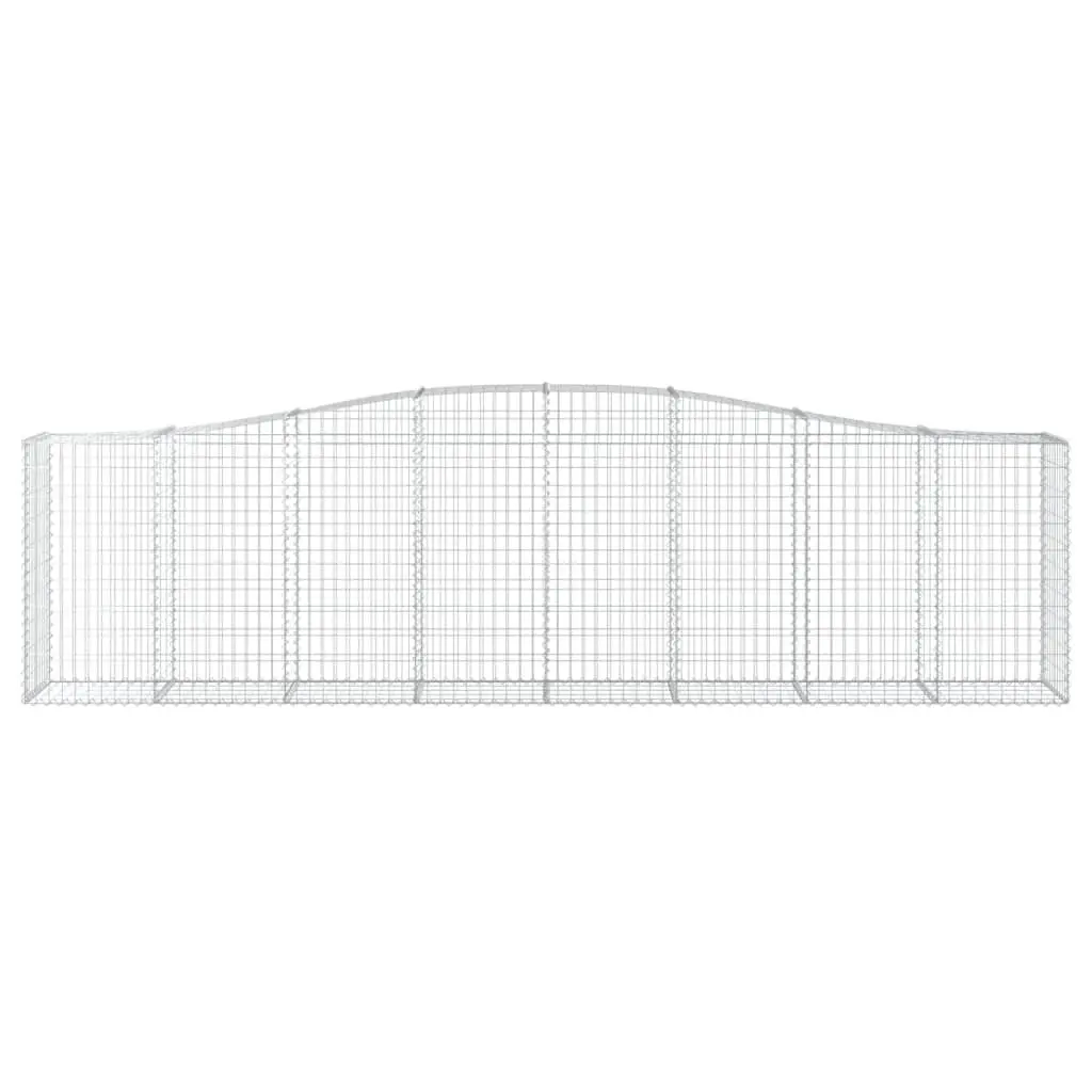 Arched Gabion Baskets Garden Barrier 400x50x100120cm Silver Set of 7 Decorative Sound Insulating Retaining Wall