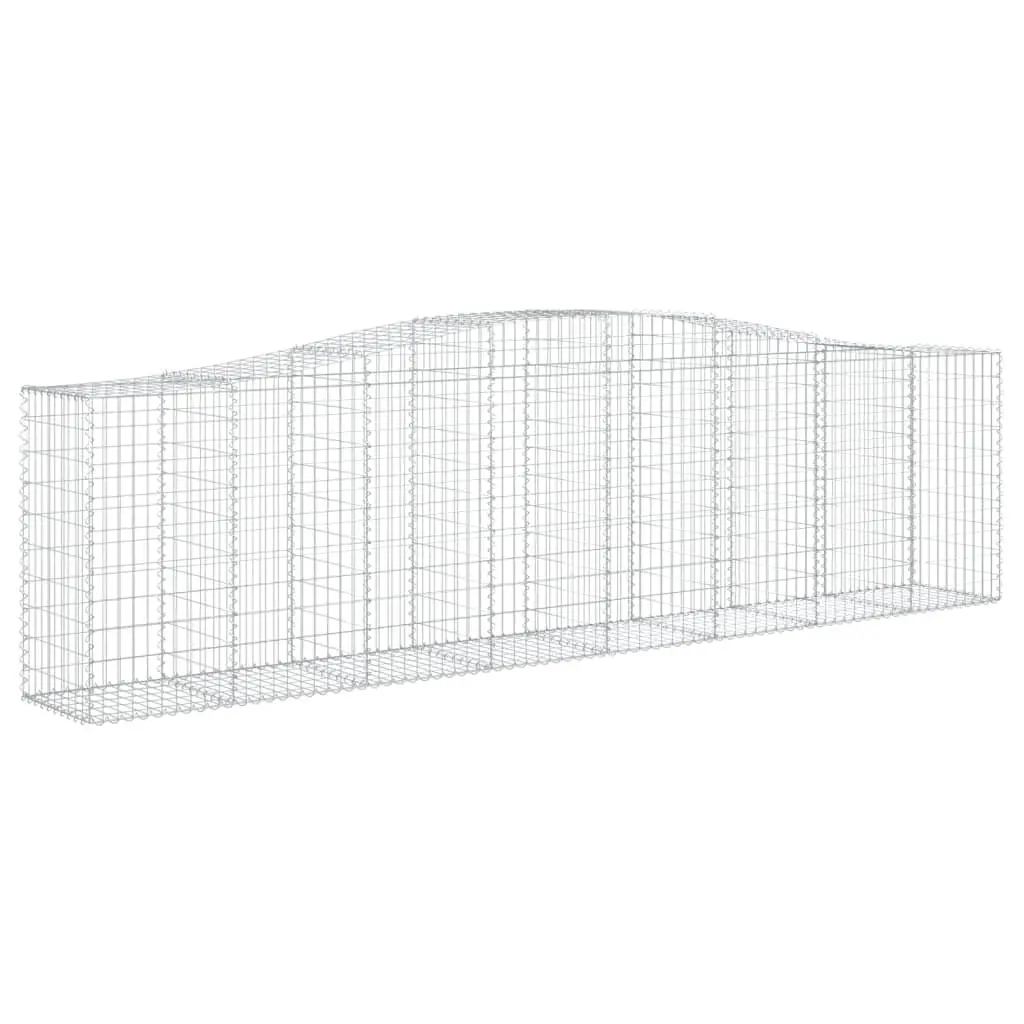 Arched Gabion Baskets Galvanised Iron 400x50x100/120 cm Silver Garden Retaining Wall Barriers 8 Piece