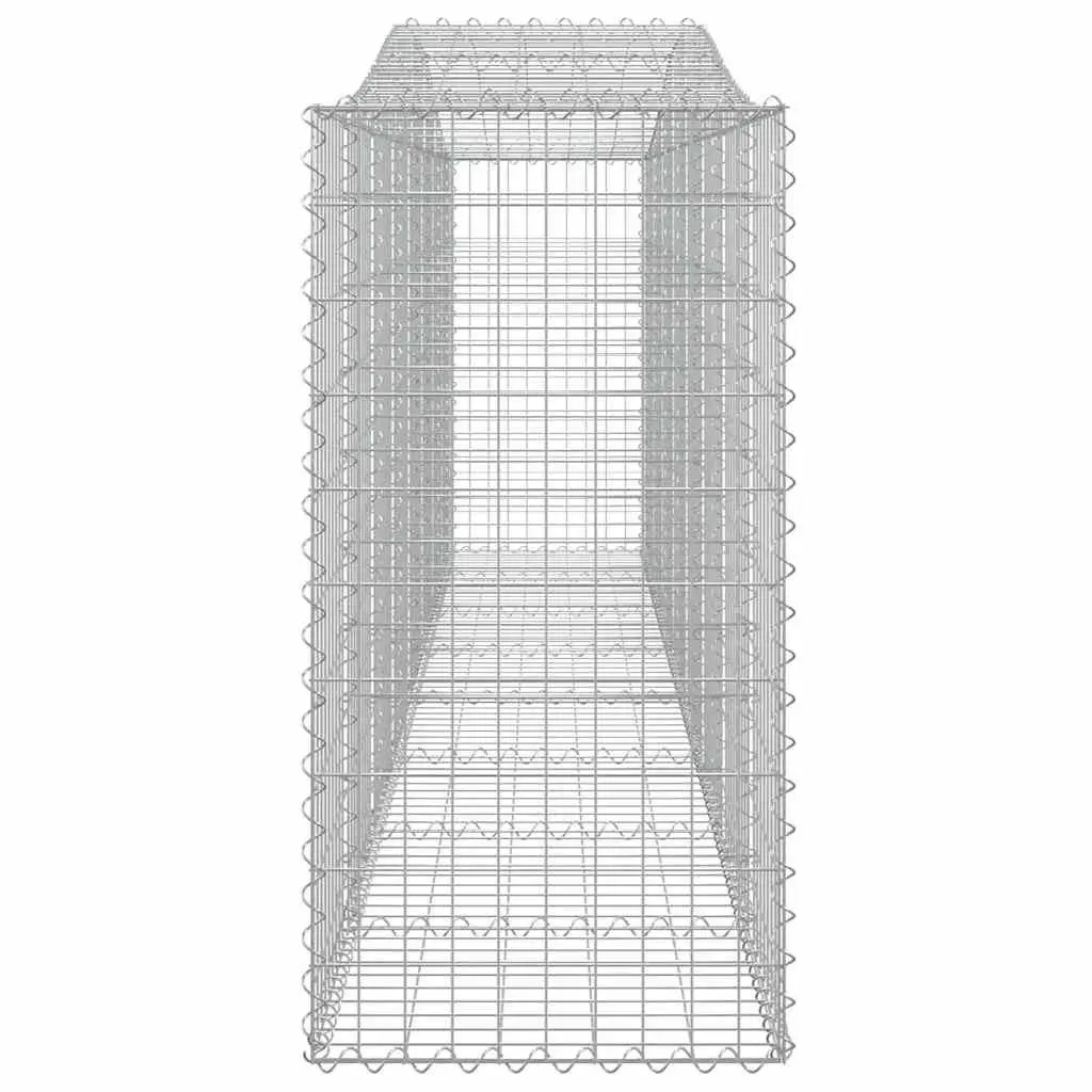 Gabion Baskets Arched 9 Piece Silver Galvanised Iron 400x50x100120 cm Decorative Garden Retaining Wall