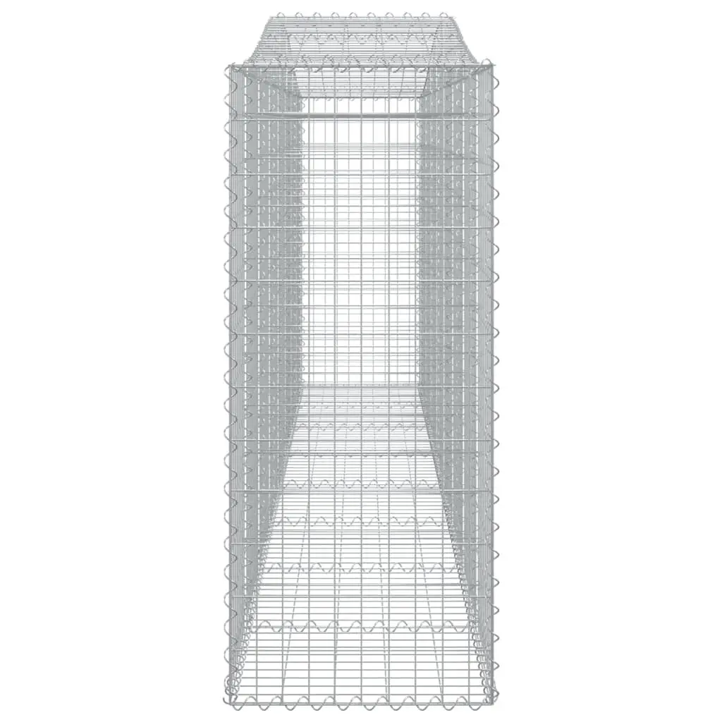 Gabion Baskets Arched Galvanised Iron 400 x 50 x 120/140 cm Silver 2 pcs Garden Barrier Decorative Retaining Wall Outdoor