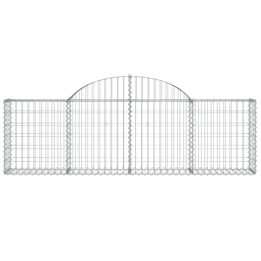 Arched Gabion Baskets Galvanised Iron 200 x 30 x 60/80 cm Silver 2 Piece Garden Barrier Retaining Wall Decorative Outdoor