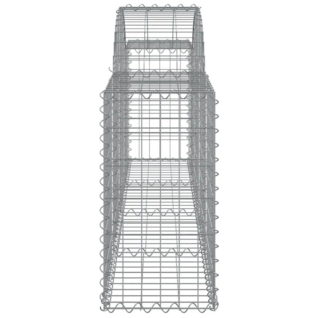 Arched Gabion Baskets Galvanised Iron 200 x 30 x 60/80 cm Silver 2 Piece Garden Barrier Retaining Wall Decorative Outdoor
