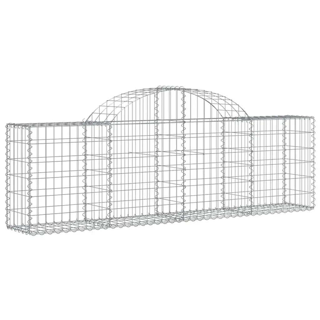 Gabion Baskets Arched Galvanised Iron 200x30x60cm Silver 3 Piece Garden Barrier Retaining Wall Decorative Outdoor