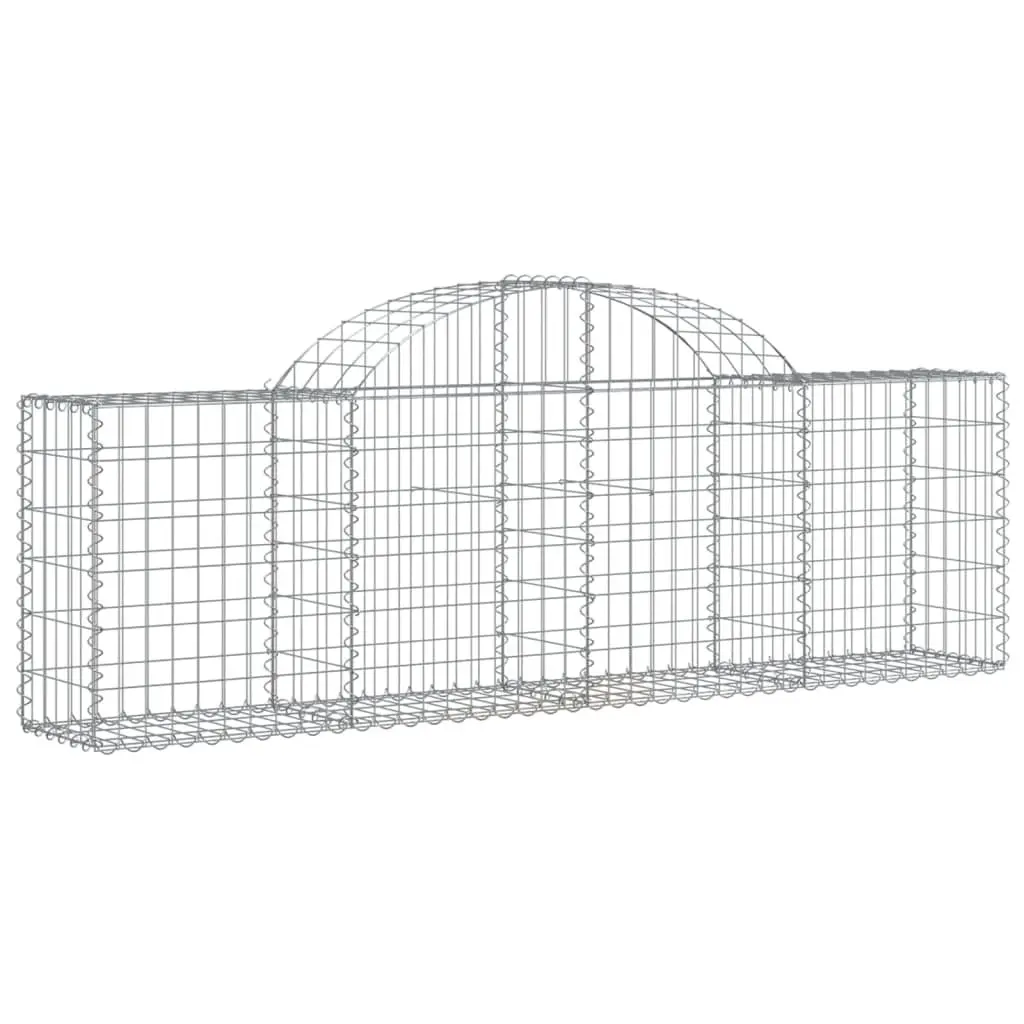 Gabion Baskets Galvanised Iron 200x30x60/80cm Silver 4 Piece Garden Barrier Decorative Retaining Wall