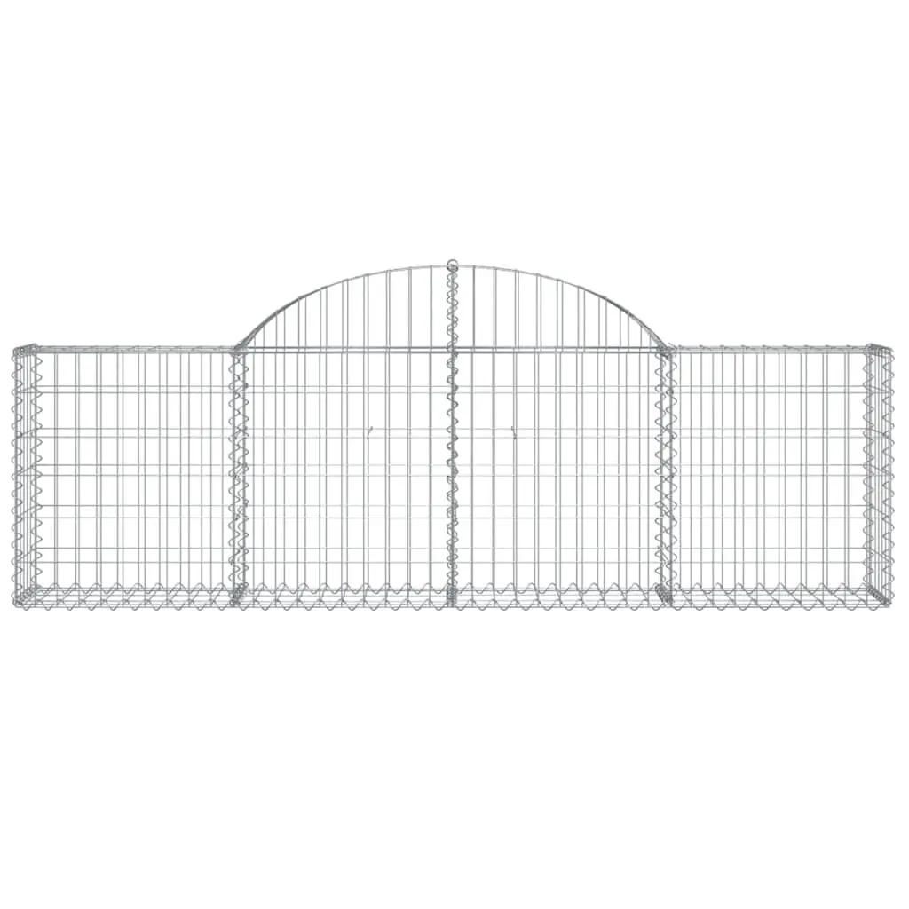 Gabion Baskets Galvanised Iron 200x30x60/80cm Silver 4 Piece Garden Barrier Decorative Retaining Wall