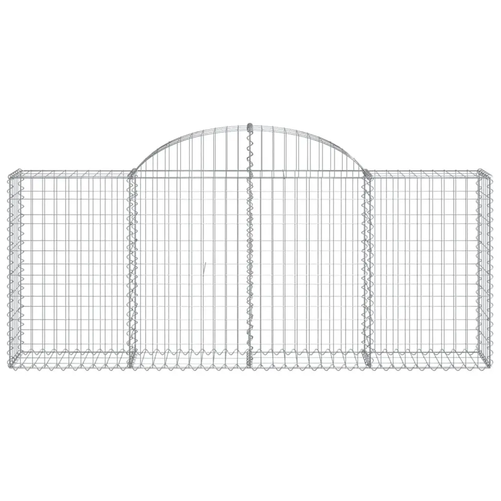Gabion Baskets Decorative Outdoor Garden Barrier 3 Piece Silver Galvanised Iron 200x30x80/100cm