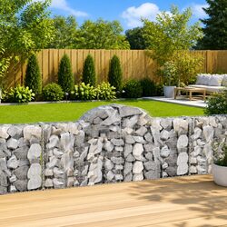 Arched Gabion Baskets 5 pcs Garden Barrier Retaining Wall Decorative Outdoor