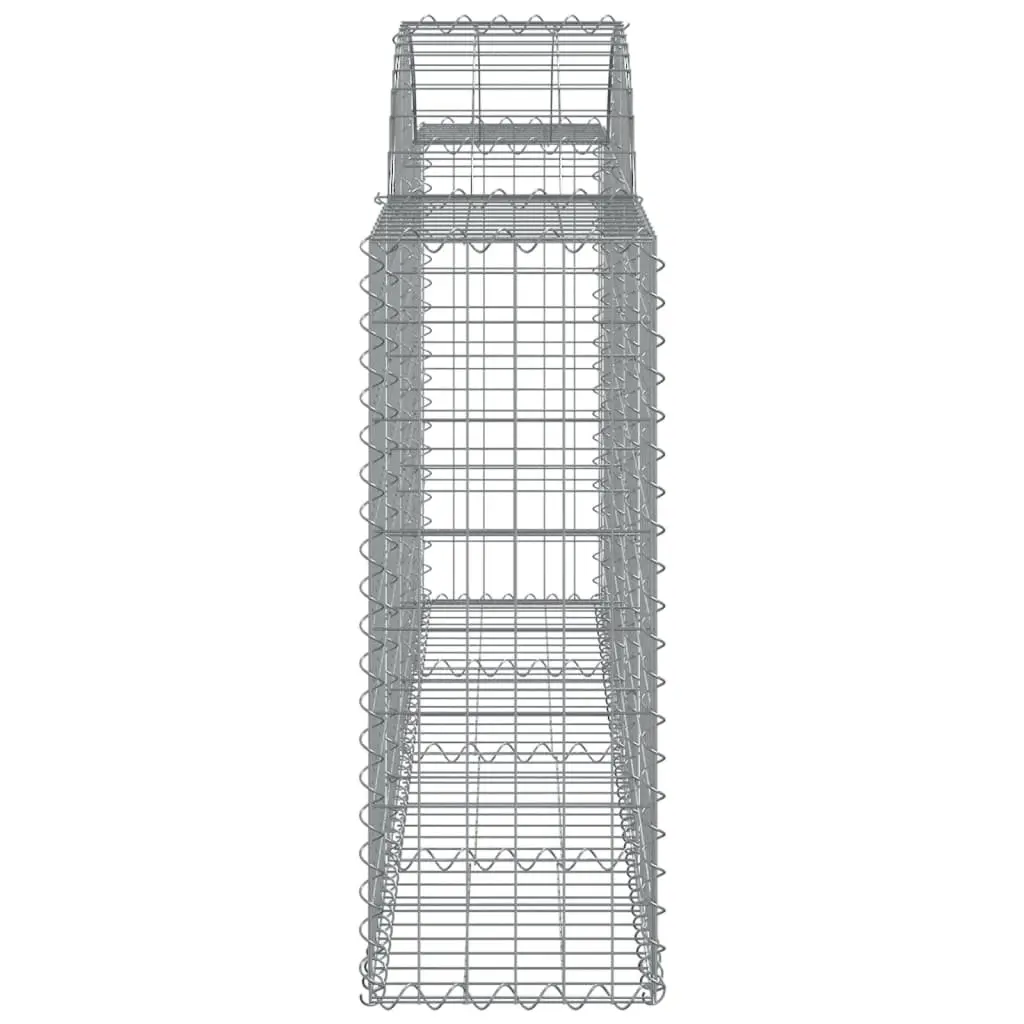 Gabion Baskets Arched Galvanised Iron 200x30x80/100 cm Silver 6 Piece Garden Barrier Retaining Wall