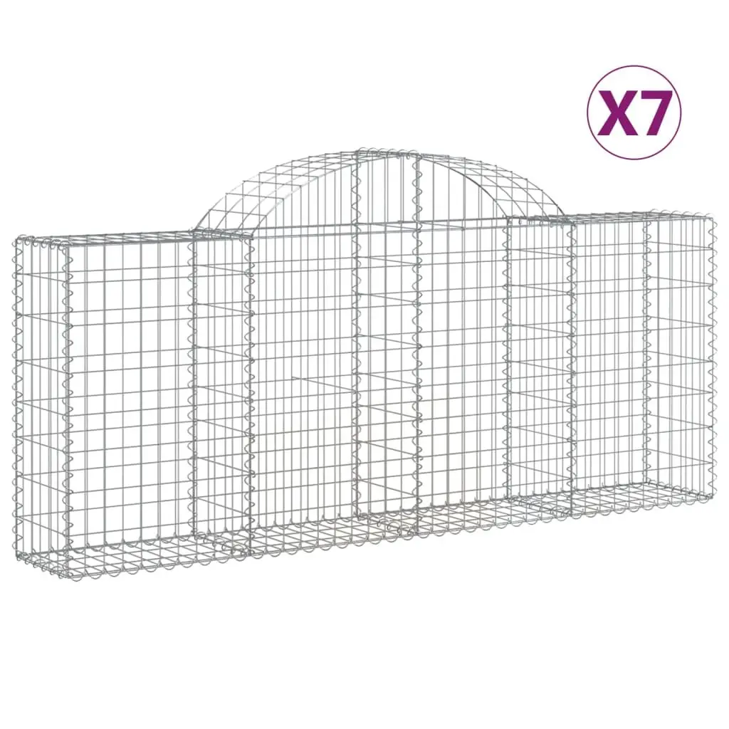 Arched Gabion Baskets 7 pcs Garden Barrier Retaining Wall Outdoor Decorative