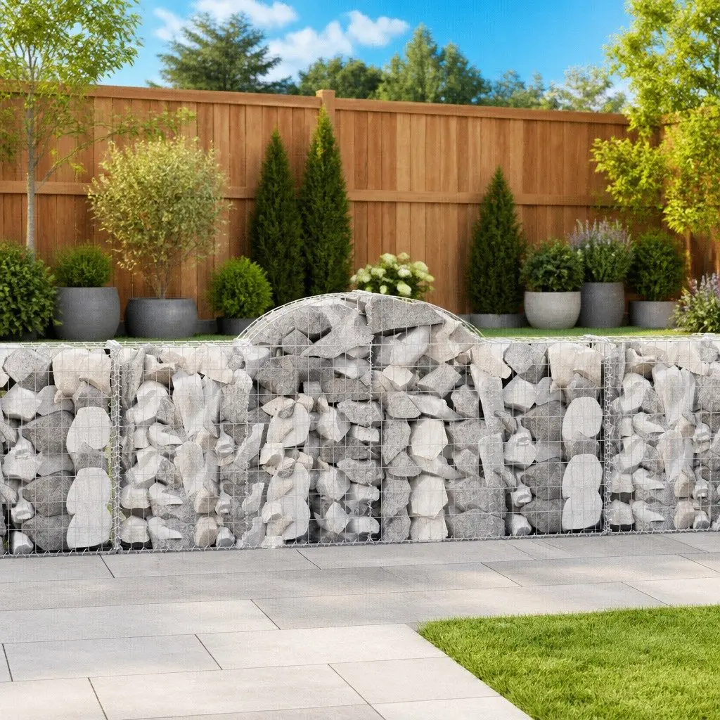 Arched Gabion Baskets 8 pcs Garden Barrier Retaining Wall Decorative Outdoor