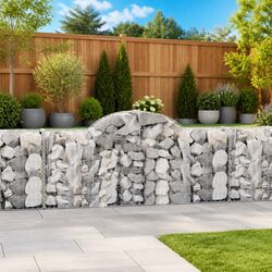 Arched Gabion Baskets 8 pcs Garden Barrier Retaining Wall Decorative Outdoor