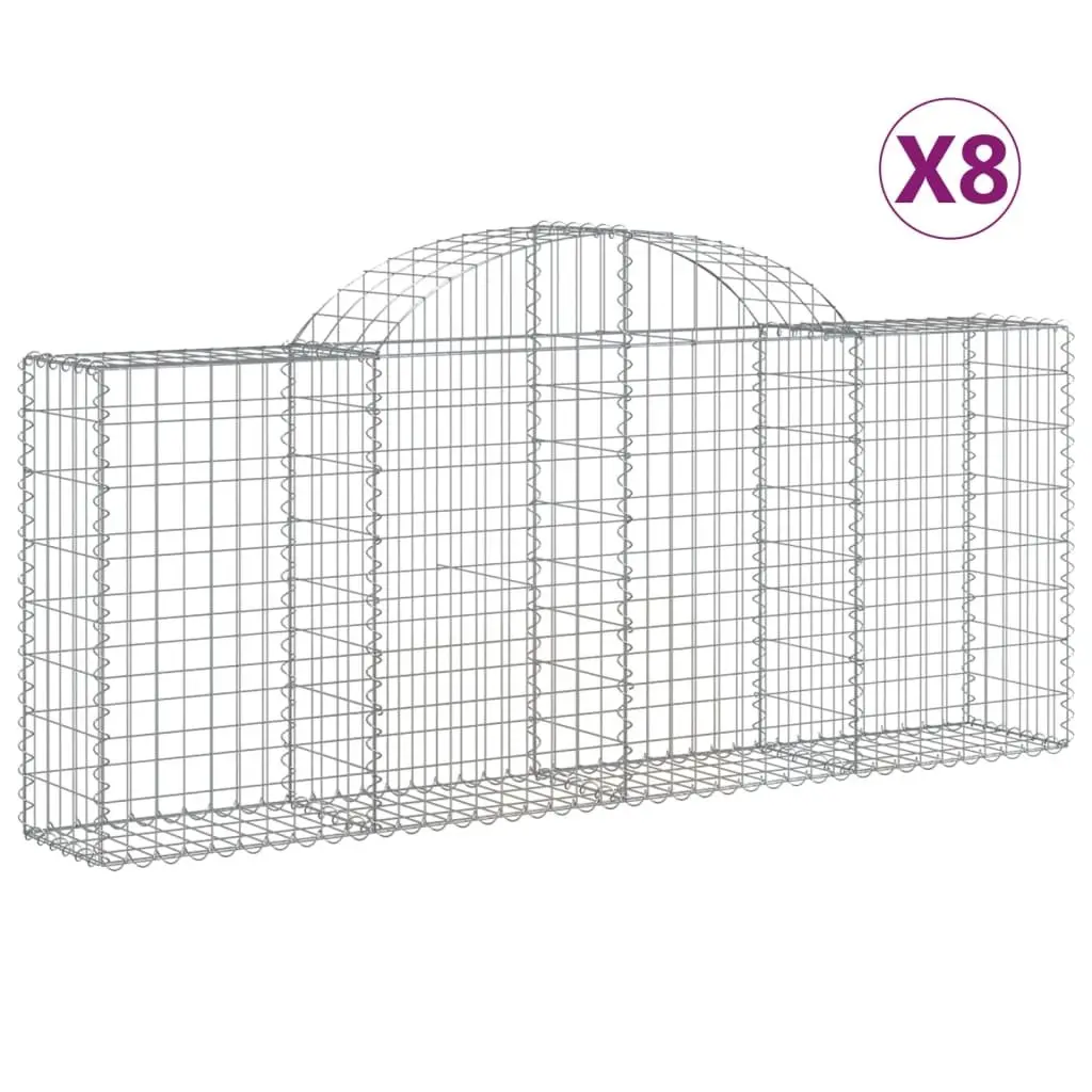 Arched Gabion Baskets 8 pcs Garden Barrier Retaining Wall Decorative Outdoor