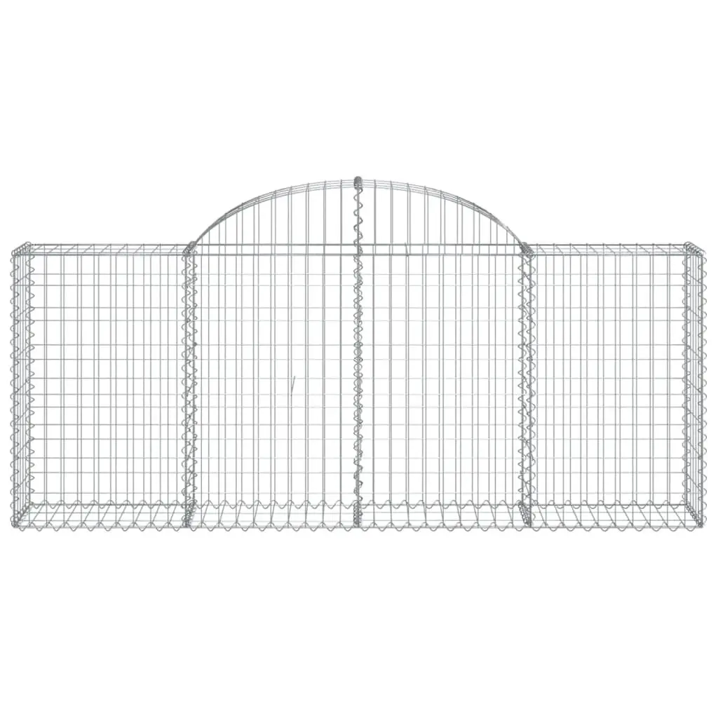 Arched Gabion Baskets Silver 200 x 30 x 80/100 cm 9 Piece Garden Barrier Decorative Retaining Wall Outdoor