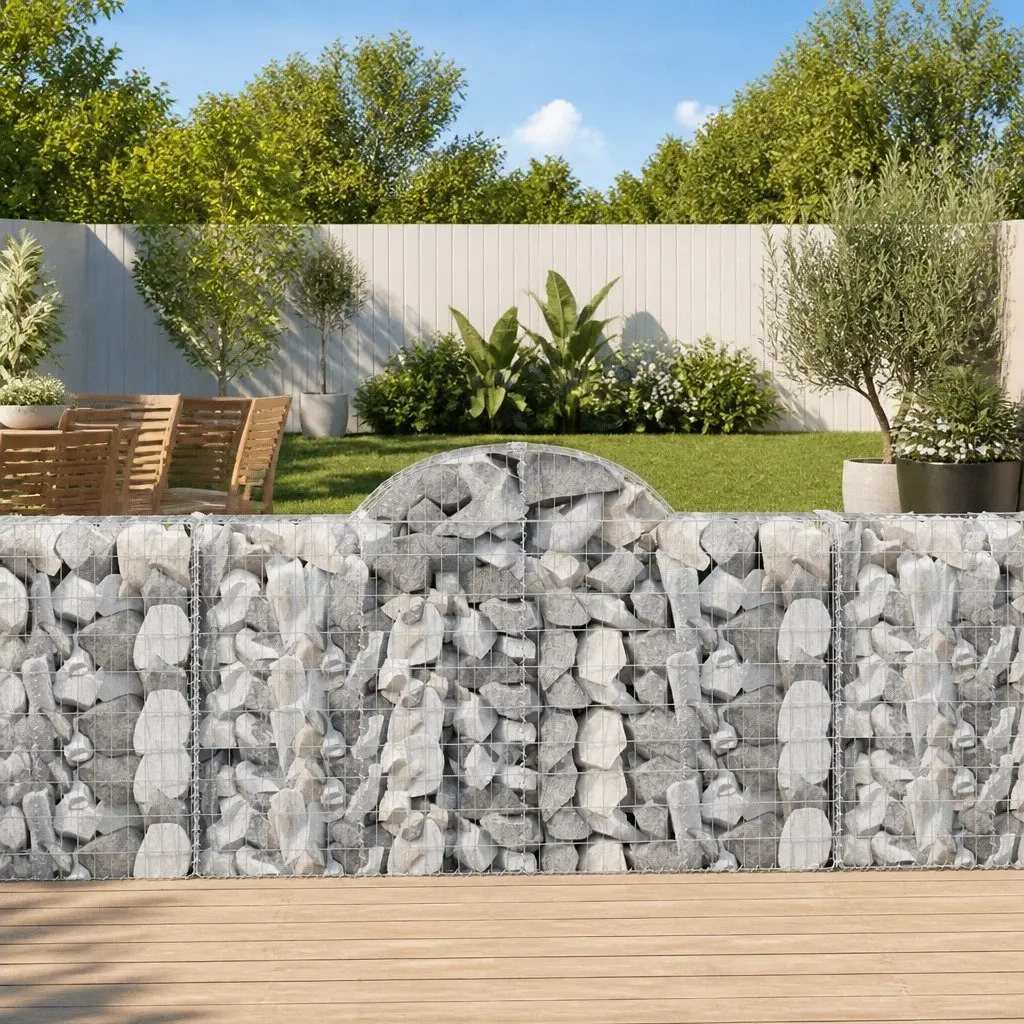 Arched Gabion Baskets 3 pcs 200x30x100/120 cm Garden Barrier Retaining Wall