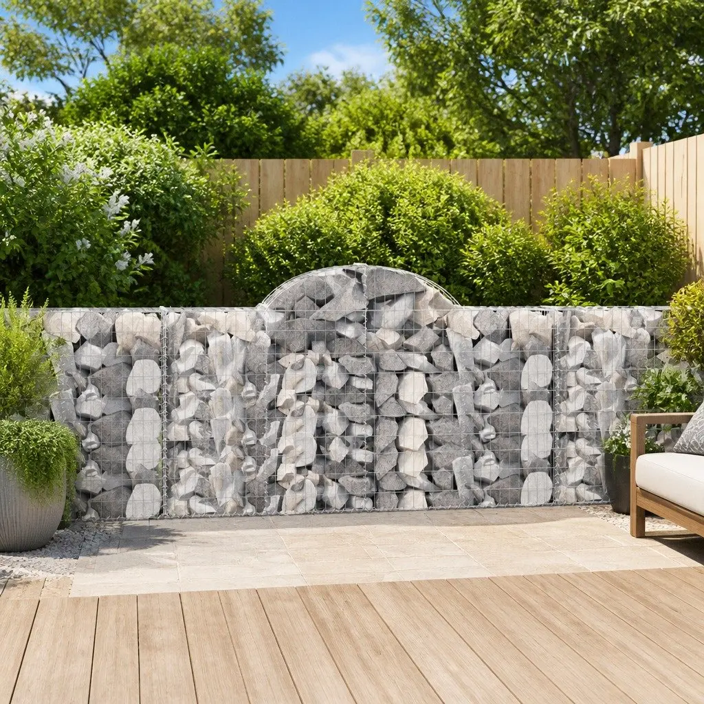 Arched Garden Barrier Baskets Galvanised Iron Silver 4 Piece 200x30x100120cm Decorative Outdoor Structure