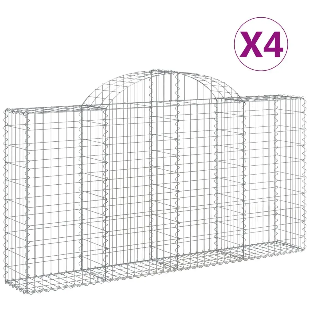 Arched Garden Barrier Baskets Galvanised Iron Silver 4 Piece 200x30x100120cm Decorative Outdoor Structure