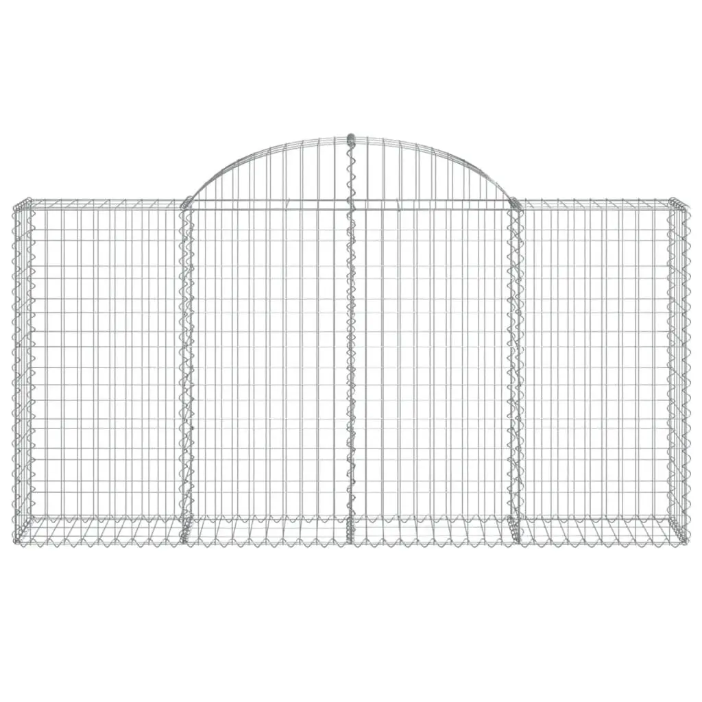 Arched Gabion Baskets Galvanised Iron Wire 200 x 30 x 100 120 cm Silver 5 Piece Garden Barrier Retaining Wall Decorative Outdoor