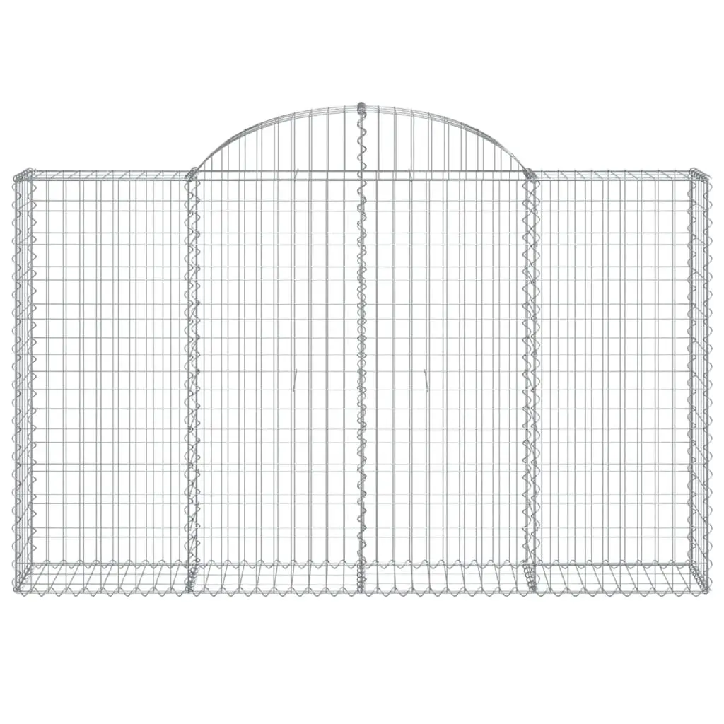 Arched Gabion Baskets Silver 200 x 30 x 120/140 cm 2 Pieces Garden Barriers Decorative Outdoor Retaining Wall