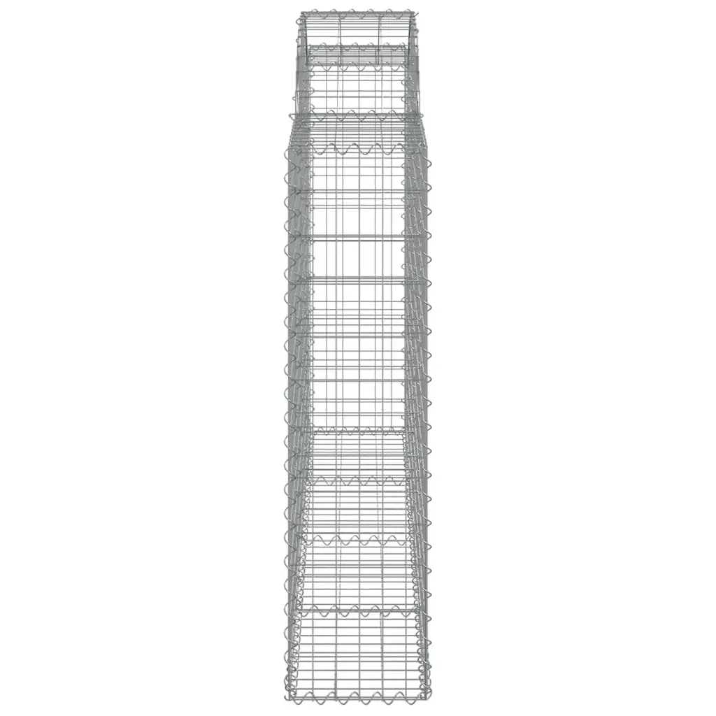 Arched Gabion Baskets Silver 200 x 30 x 120/140 cm 2 Pieces Garden Barriers Decorative Outdoor Retaining Wall