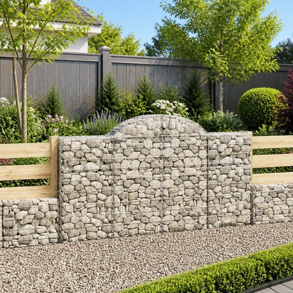 Arched Gabion Baskets 3 pcs Garden Barrier Decorative Retaining Wall Outdoor