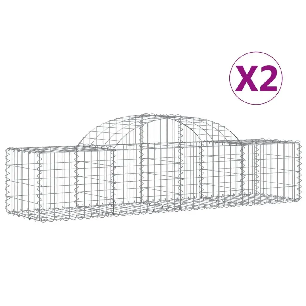 Arched Gabion Baskets 2 pcs Garden Barrier Retaining Wall Decorative Outdoor