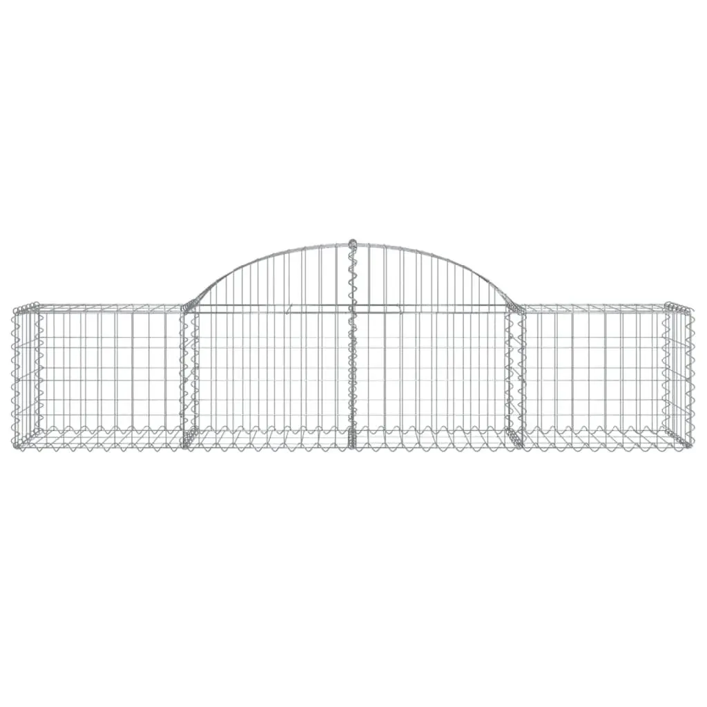 Gabion Baskets Arched Galvanised Iron 200 x 50 x 40/60 cm Silver 4 Piece Garden Barrier Retaining Wall Outdoor Decorative