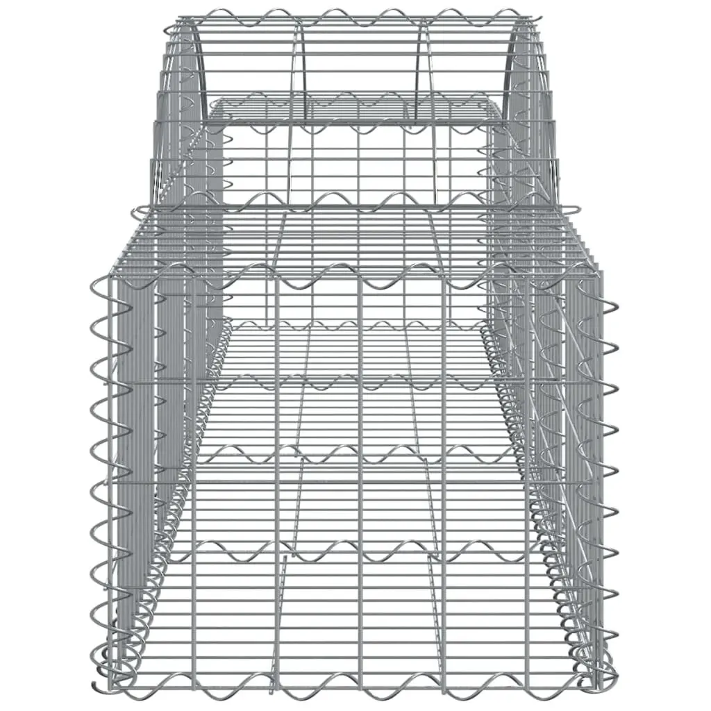 Gabion Baskets Arched Galvanised Iron 200 x 50 x 40/60 cm Silver 4 Piece Garden Barrier Retaining Wall Outdoor Decorative