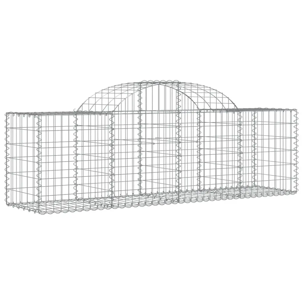 Gabion Baskets Garden Barrier Decorative Outdoor 2 Piece Silver Galvanised Iron 200x50x60/80cm