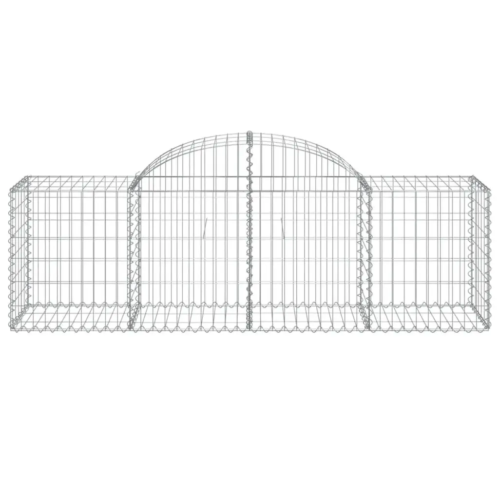 Gabion Baskets Garden Barrier Decorative Outdoor 2 Piece Silver Galvanised Iron 200x50x60/80cm