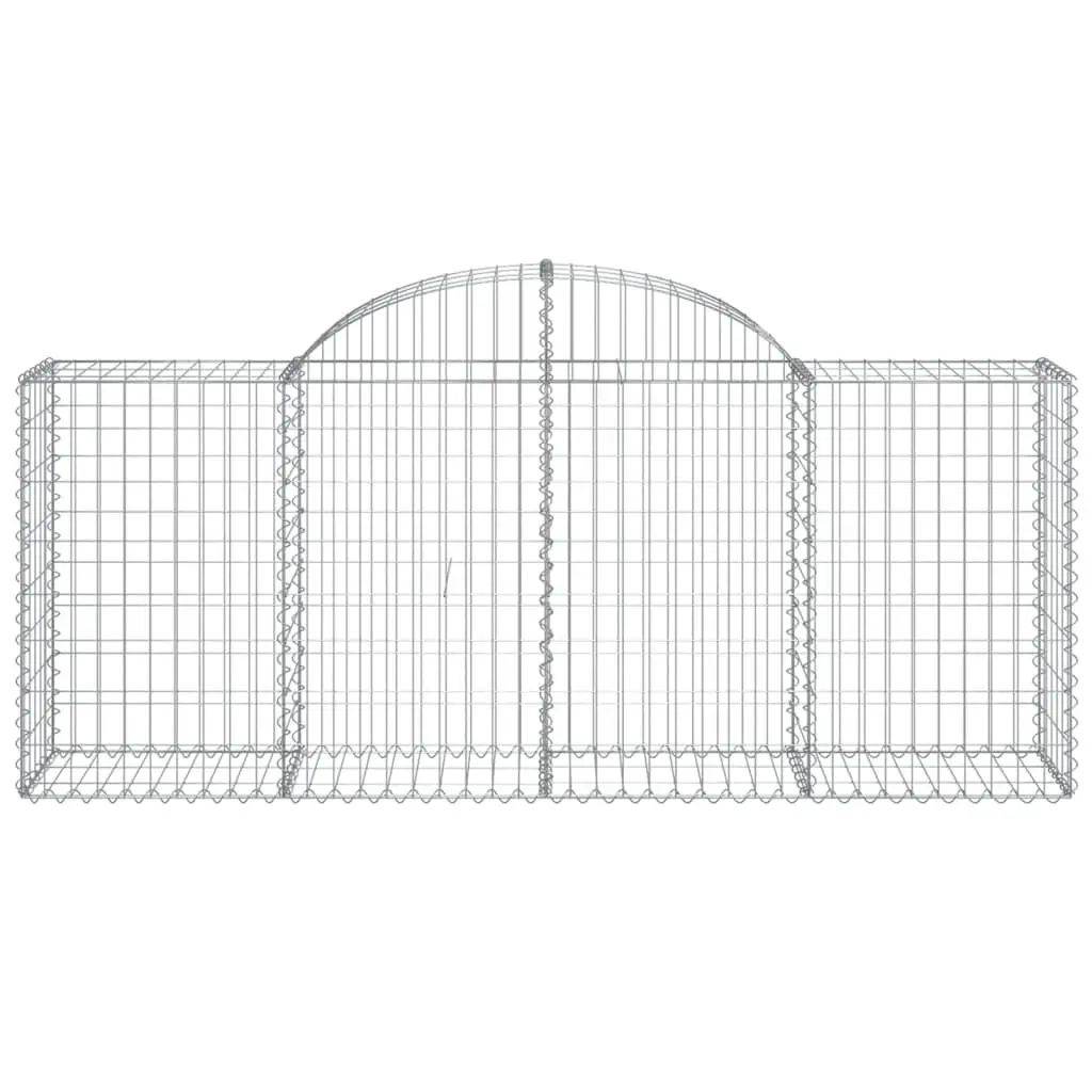 Gabion Baskets Set 3 Pieces Galvanised Iron Silver Arched Decorative Outdoor Garden Barrier 200x50x80/100cm