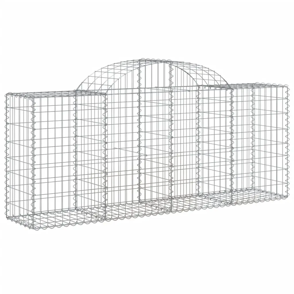 Arched Gabion Baskets Set 4pcs Galvanised Iron Silver Outdoor Garden Barrier Retaining Wall