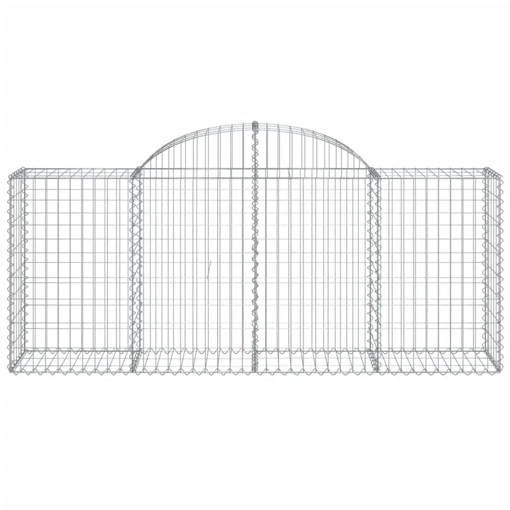 Arched Gabion Baskets Set 4pcs Galvanised Iron Silver Outdoor Garden Barrier Retaining Wall