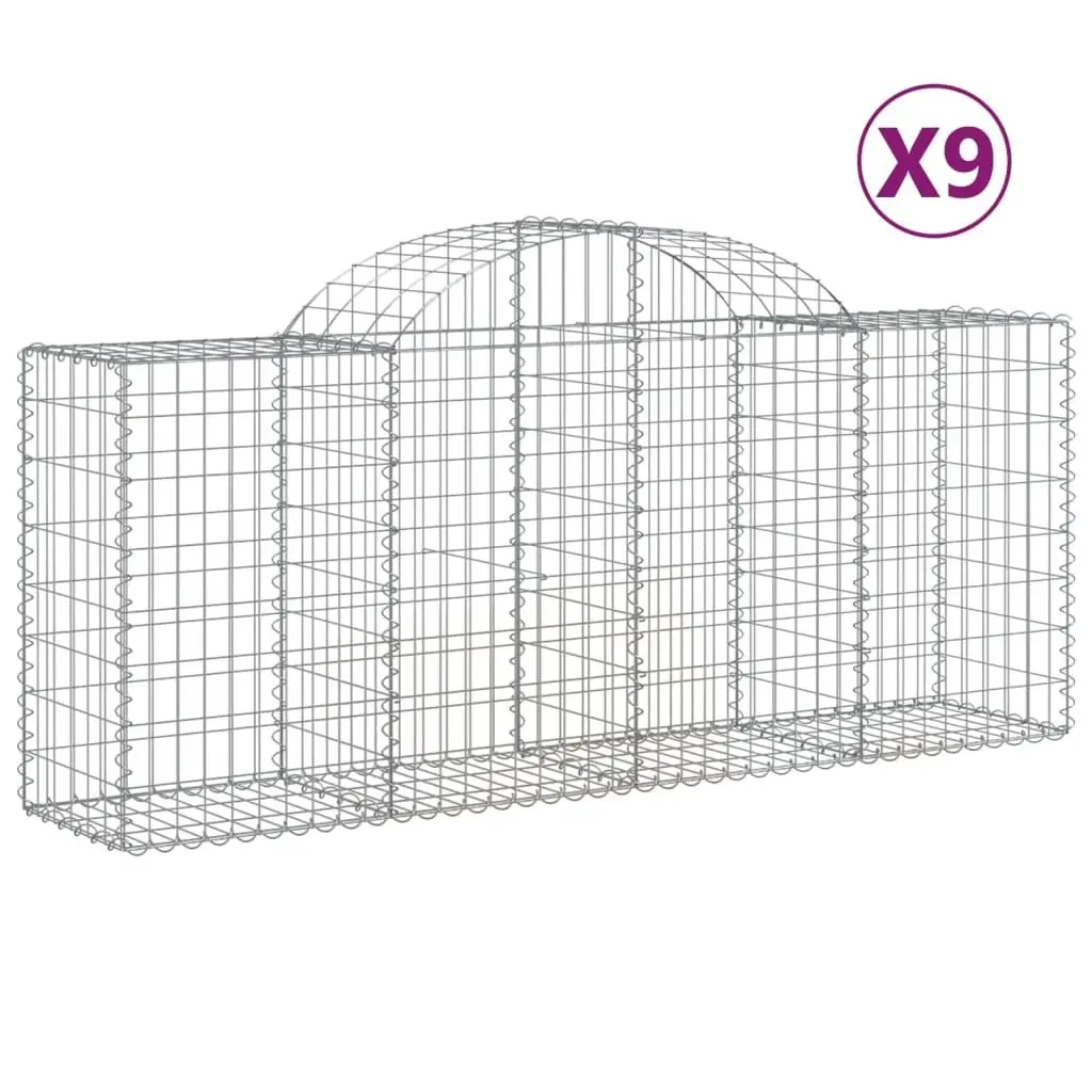 Arched Gabion Baskets 9 pcs Garden Barrier Retaining Wall Decorative Outdoor
