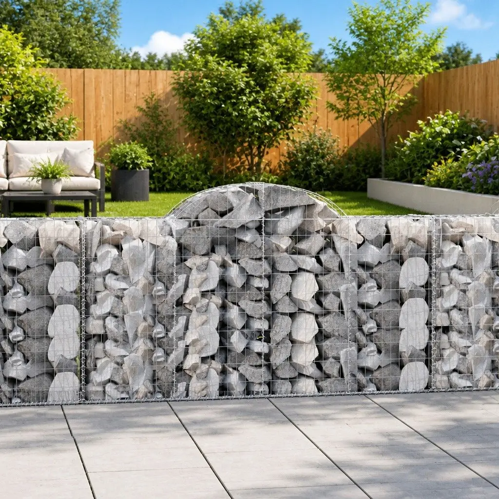 Arched Gabion Baskets Galvanised Iron 200 x 50 x 100120 cm Silver 2 pcs