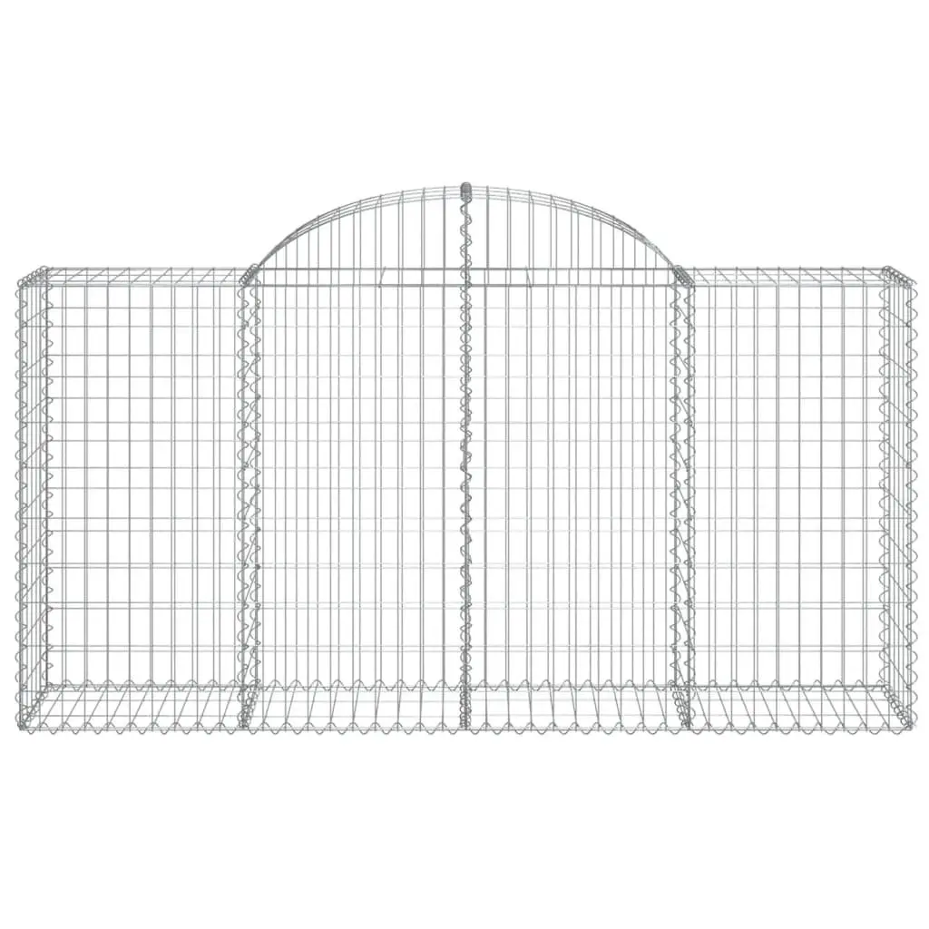 Decorative Garden Barrier Arched Gabion Baskets Silver Galvanised Iron Wire 200x50x100120cm 3 Piece Set Outdoor Retaining Wall