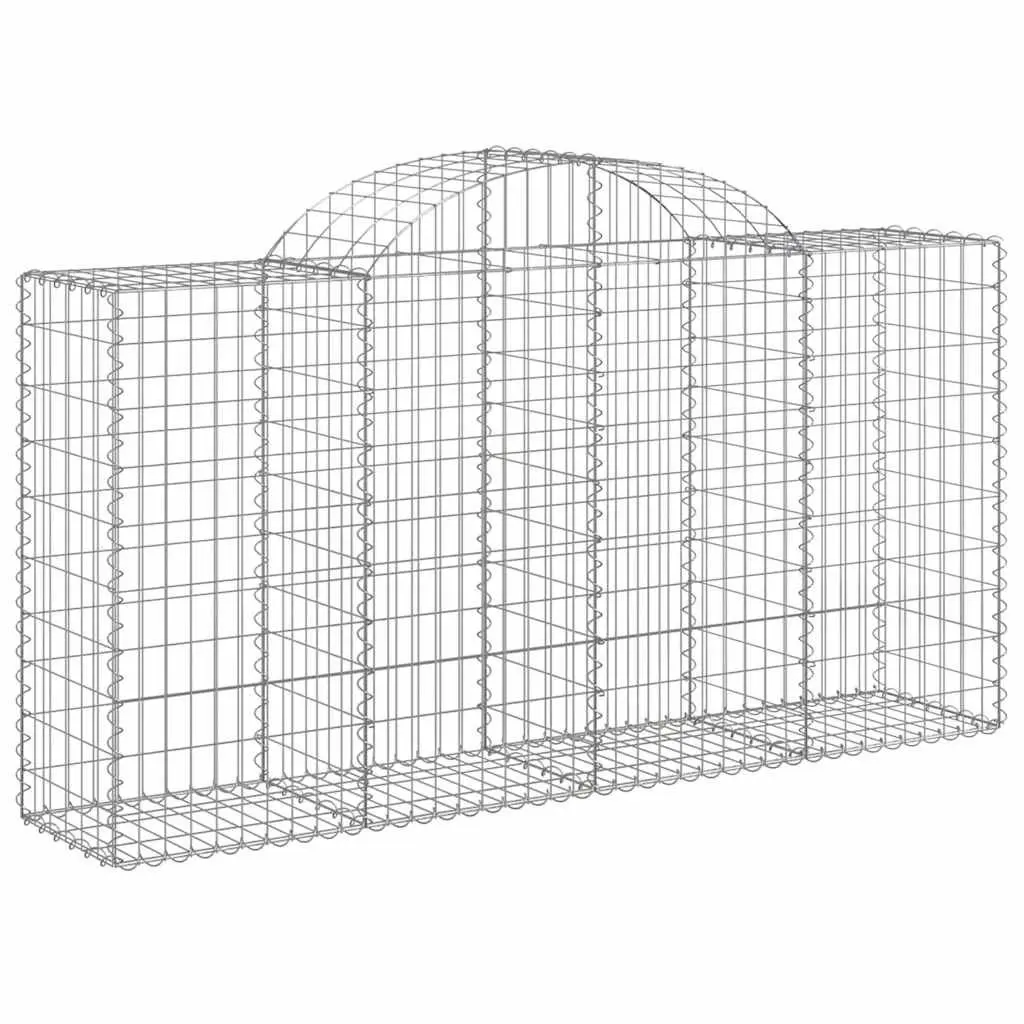 Arched Gabion Baskets Galvanised Iron 200 x 50 x 100120 cm Silver 4 Piece Garden Barrier Decorative Retaining Wall