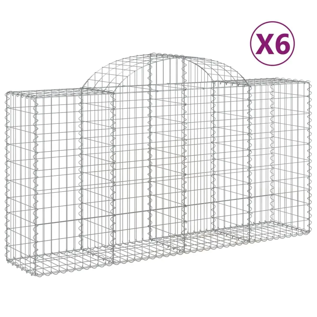 Arched Gabion Baskets 6 pcs 200x50x100/120 cm Garden Retaining Wall Outdoor