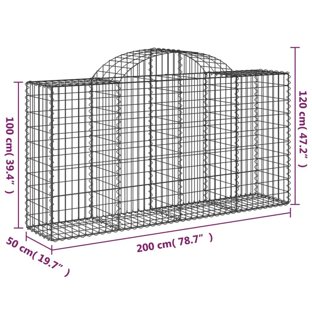 Arched Gabion Baskets 6 pcs 200x50x100/120 cm Garden Retaining Wall Outdoor